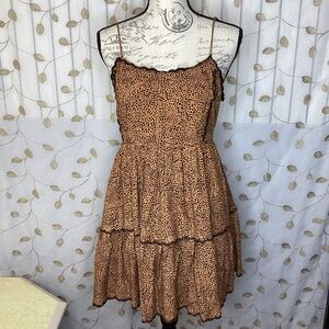 Animal Print Layered Mini Dress Sundress